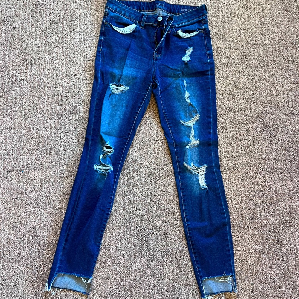 a.n.a ripped jeans. They no longer fit. Want them to find a good home.